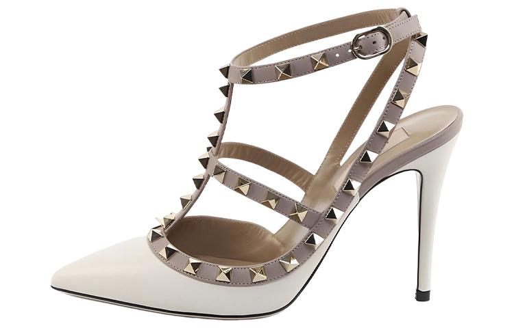Valentino Rockstud Slim Heel High Heels 10cm Women's White