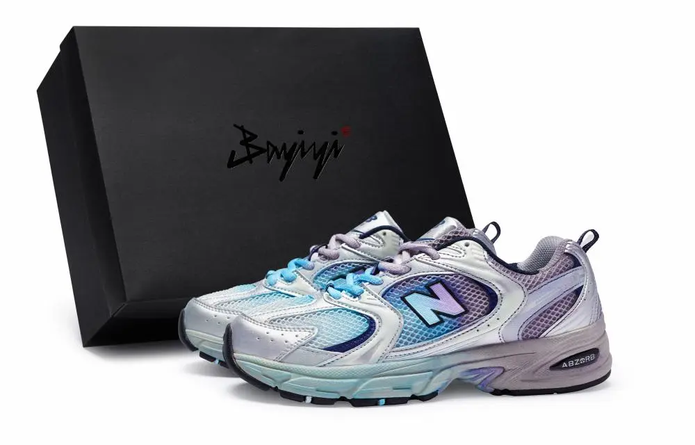 New Balance NB 530 Shock Absorbers Slip Resistant Breathable Low Top Running Shoes Unisex Blue Purple Silver