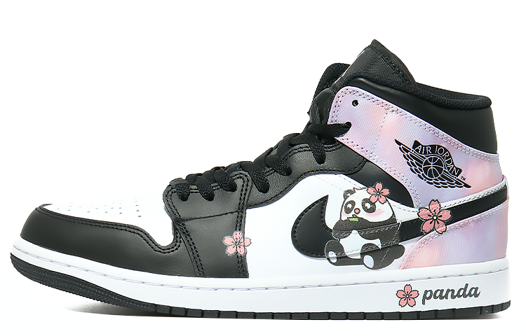 Jordan Air Jordan 1 Mid Mid-Top Vintage Basketball Shoes Men's Black White Pink