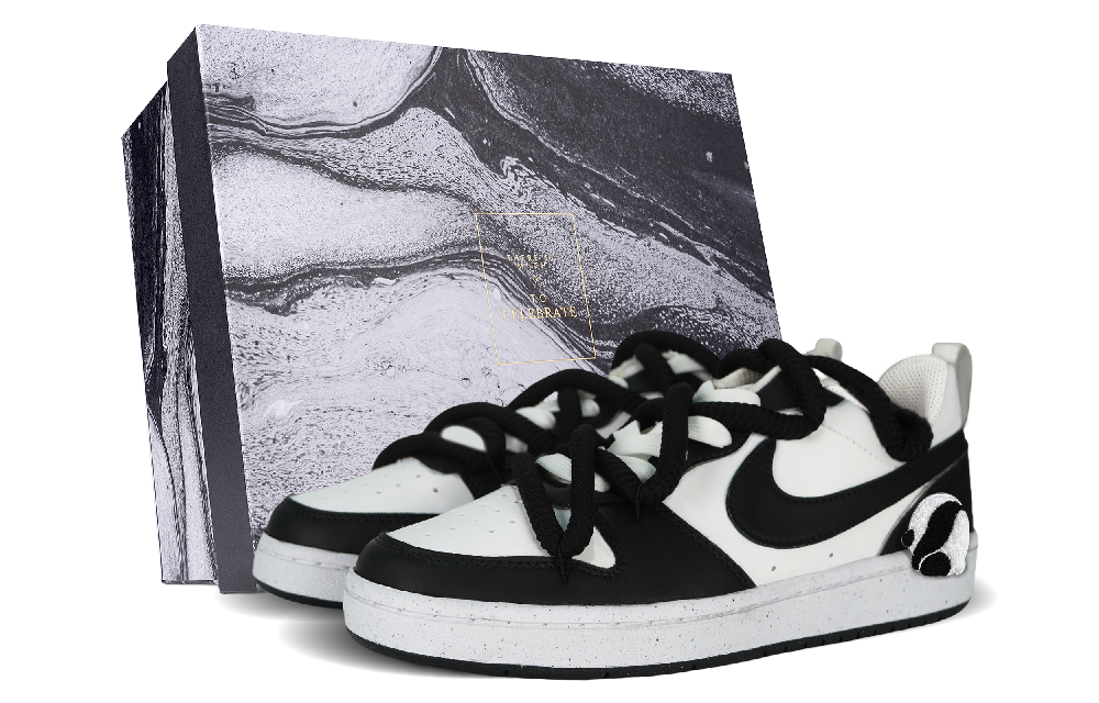 Nike Court Borough Lightweight And Breathable Low Top Skateboard Shoes GS Black White