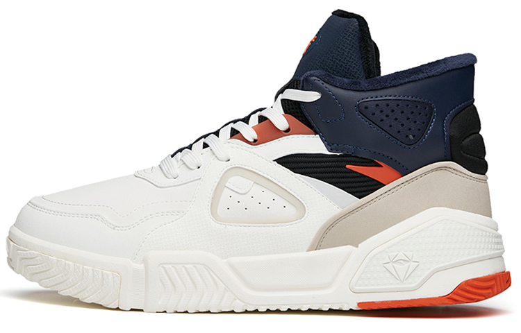 Anta Durable Cushioning Mid-Top Skateboard Shoes Men's White Blue Orange