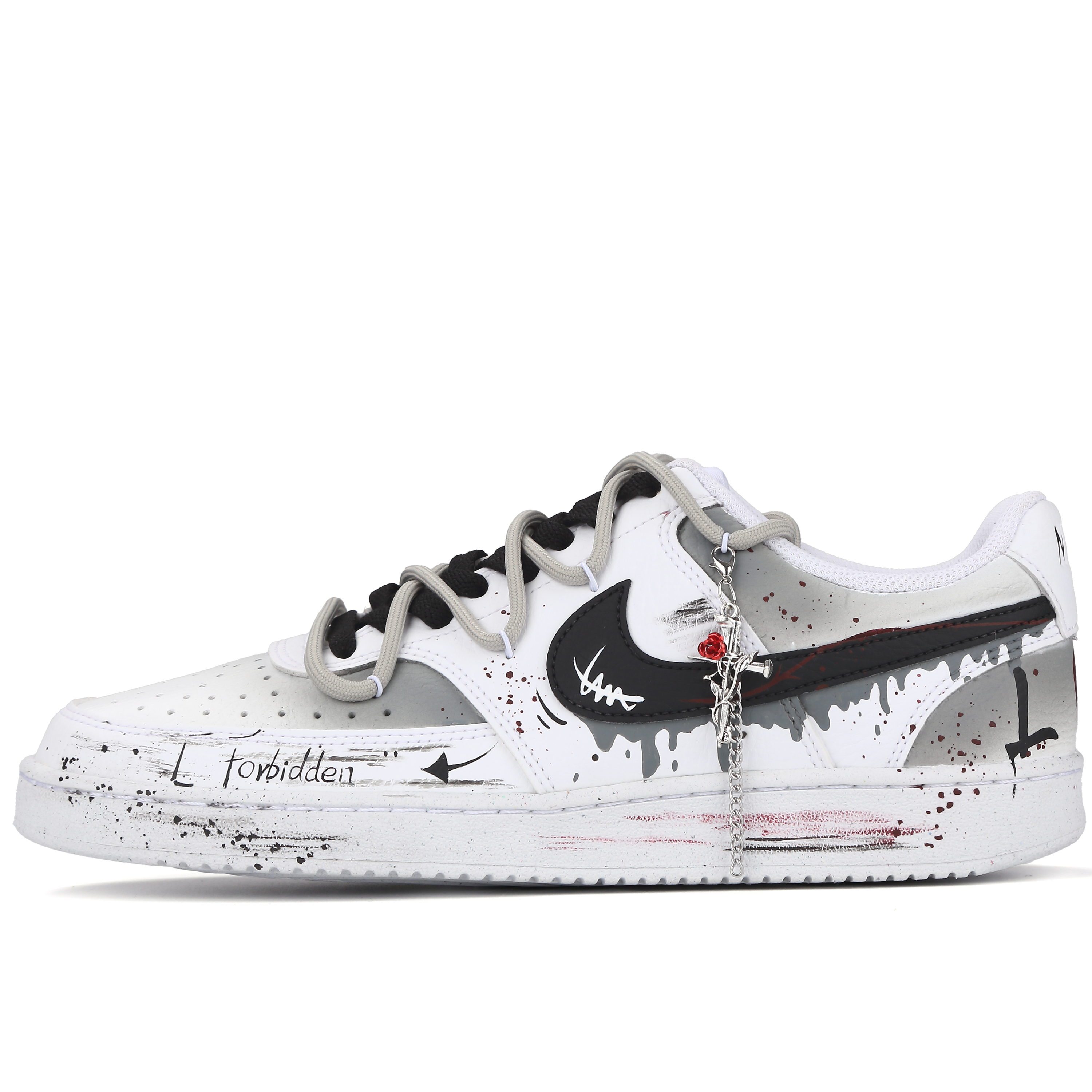 Nike Court Vision 1 Forbidden Love Abrasion-Resistant Slip-Resistant Low-Top Skateboard Shoes Unisex Black White купить в интернет-магазине Yoocart с быстрой доставкой по России.