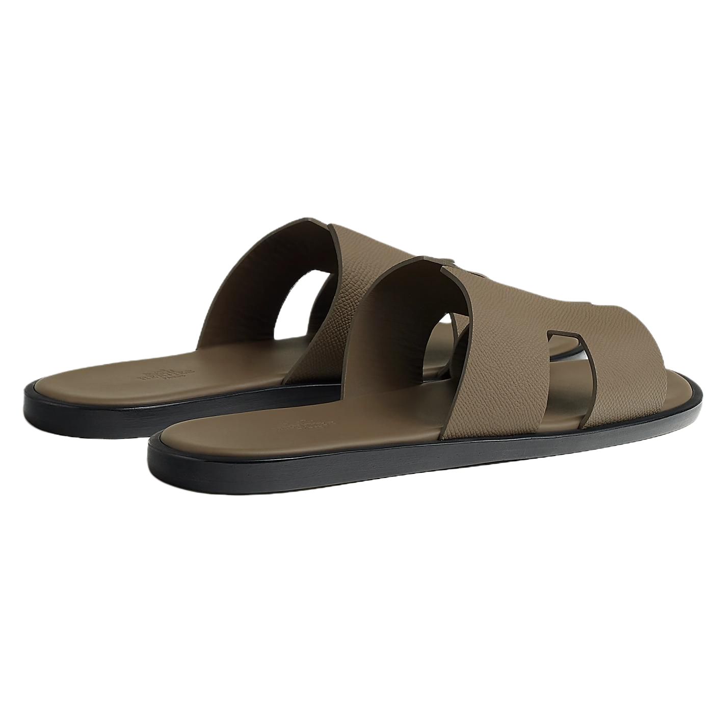 HERMES Izmir Slide Slippers Men's Dark Umber