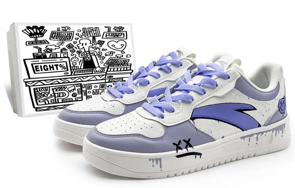 Anta Slip-Resistant Cushioning Low-Top Skateboard Shoes Men White Purple