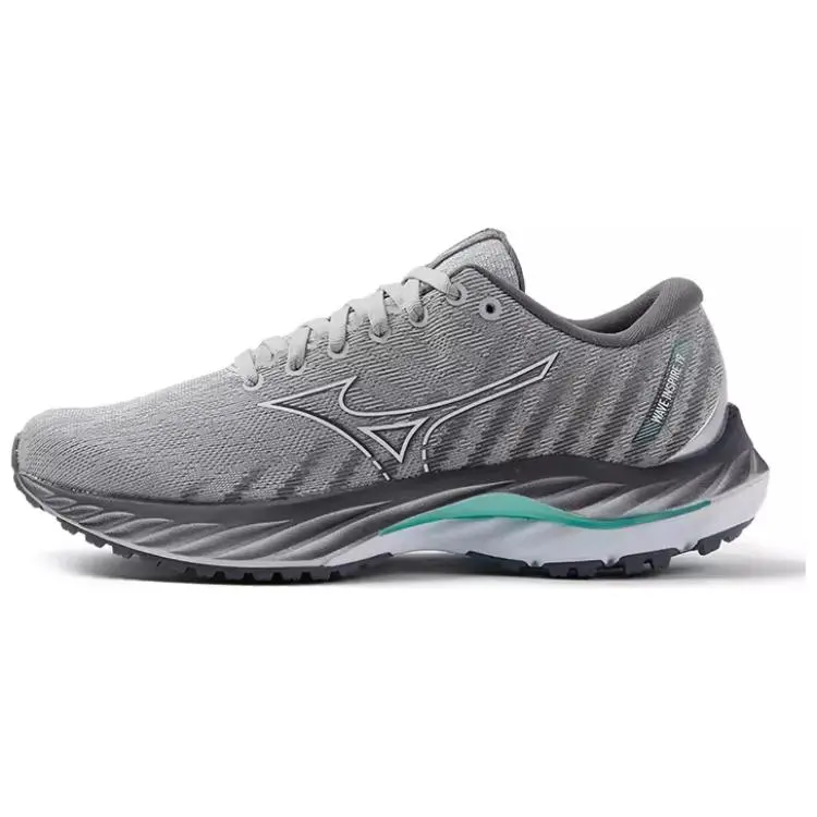 Mizuno Wave Inspire 19 Slip Resistant, Abrasion Resistant, Breathable Low top Casual Running Shoes Unisex Gray Green