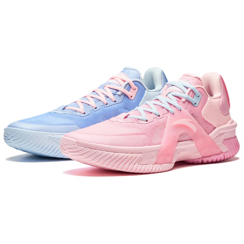 Anta Space 5 Cushioning, Abrasion Resistant, Anti Rollover Low Top Basketball Shoes Men's Pink Blue Mismatched