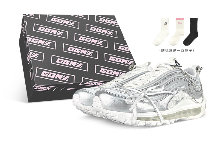 Nike Air Max 97 Anti-Slip And Wear-Resistant Lightweight Low-Top Running Shoes Women's Gray White Silver