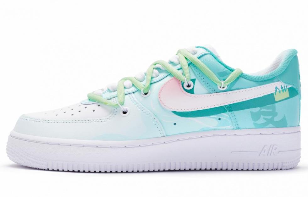 Nike Air Force 1 Skateboard Shoes Men's White Green Pink