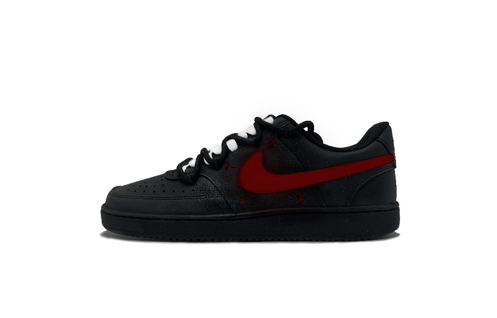 Nike Court Vision Low Slip-Resistant Cushioning Wear-Resistant Low-Top Skateboard Shoes Unisex Black Red
