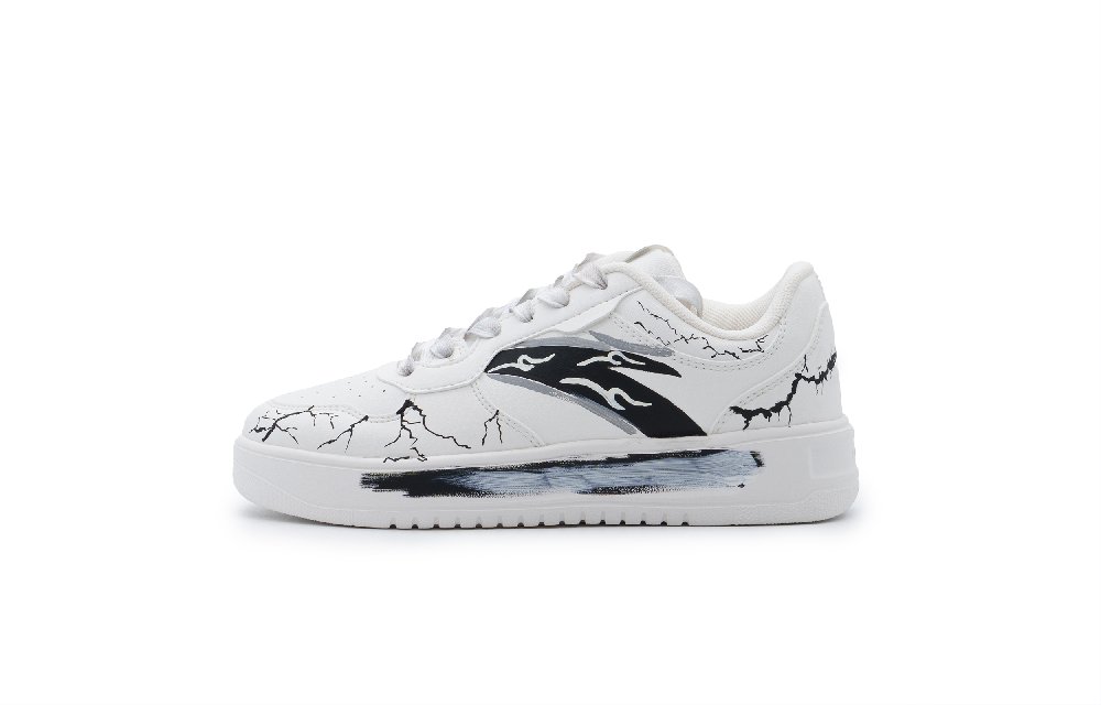 Anta Relaxed Slip Resistant Shock Absorbers With Abrasion Resistant Properties Low Top Skateboard Shoes Unisex White