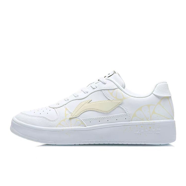 LiNing Pontoon Boats Slip Resistant, Abrasion Resistant, Lightweight Low Top Skateboard Shoes Unisex White Yellow