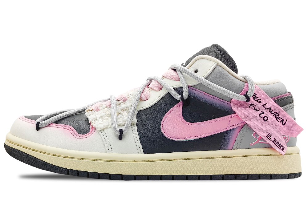 Jordan Air Jordan 1 Durable Breathable Low-Top Vintage Basketball Shoes Women's Black Pink
