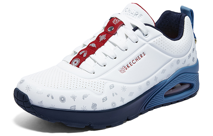 Skechers Street Wear resistant And Lightweight Low Top Casual Running Shoes Men's White Blue