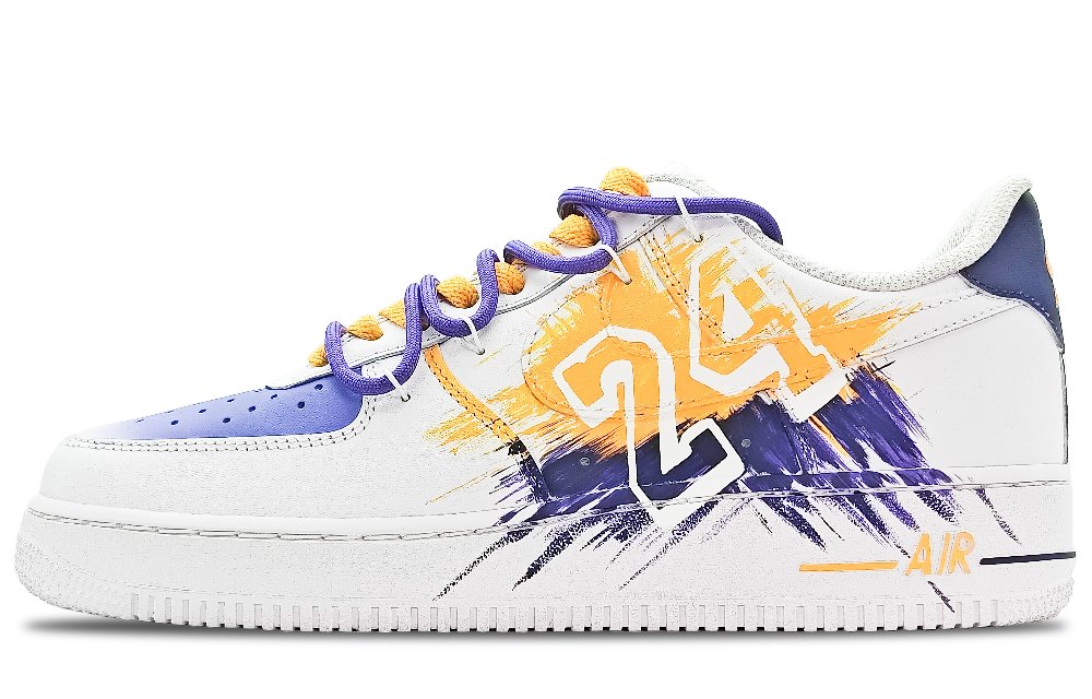 Nike Air Force 1 Low Top Skateboard Shoes Men's Gold Purple White