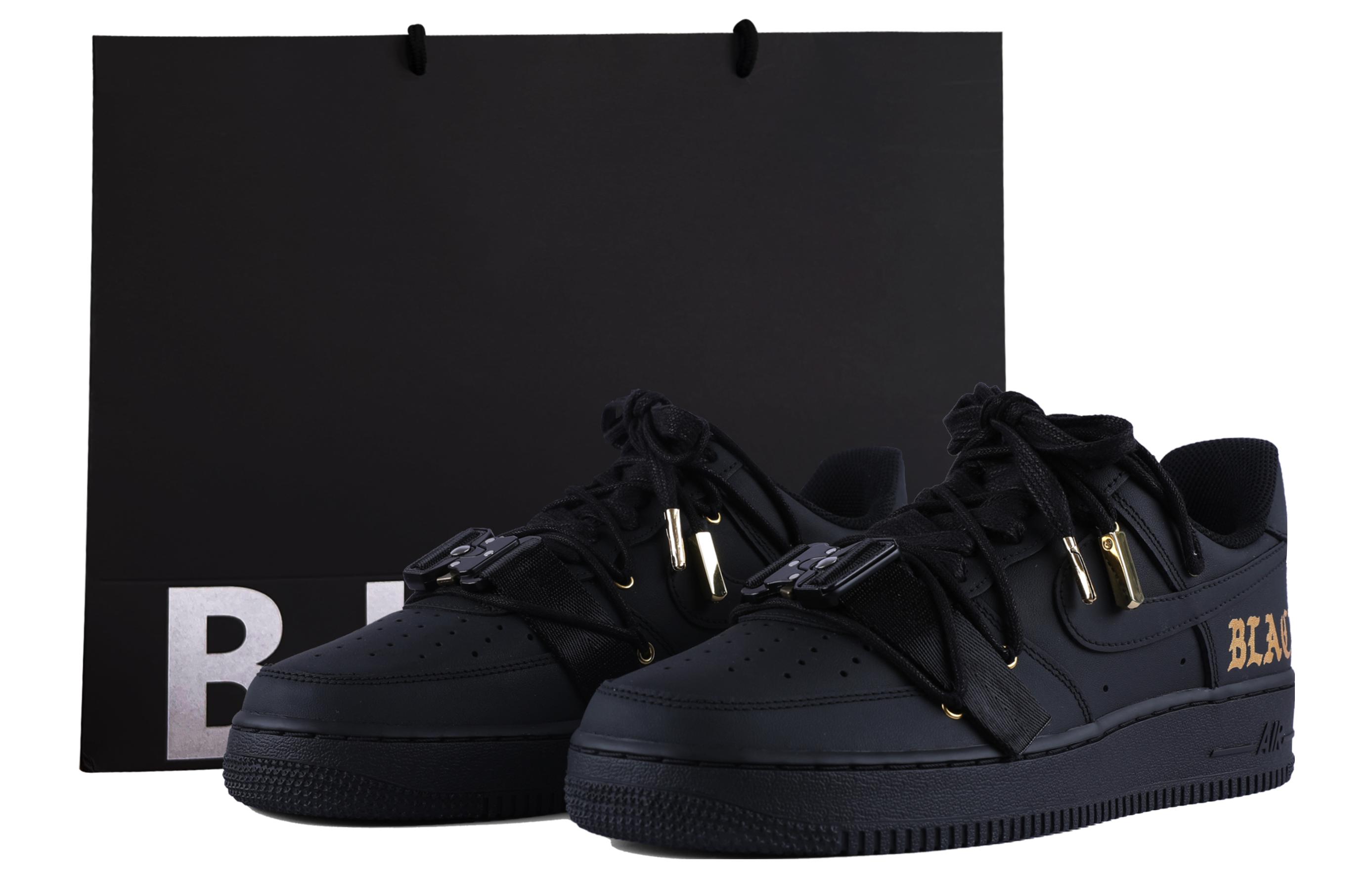 Nike Air Force 1 Air Force 1 Black Warrior Wear-Resistant Balance Low-Top Skateboard Shoes Women's Black Gold