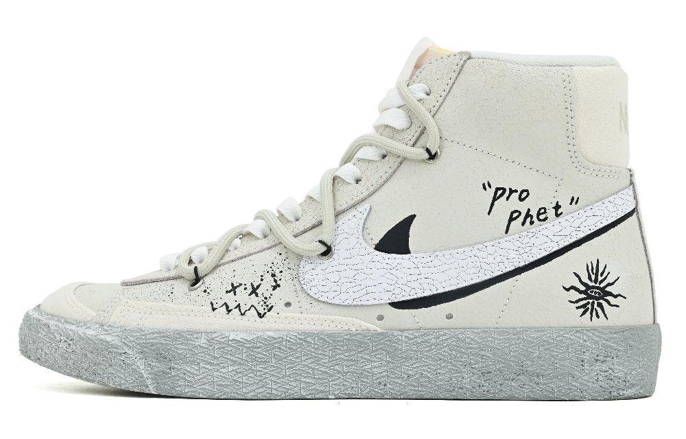 Nike Blazer 77 EMB Anti-Slip Wear-Resistant Mid-Top Skateboard Shoes Men's Beige