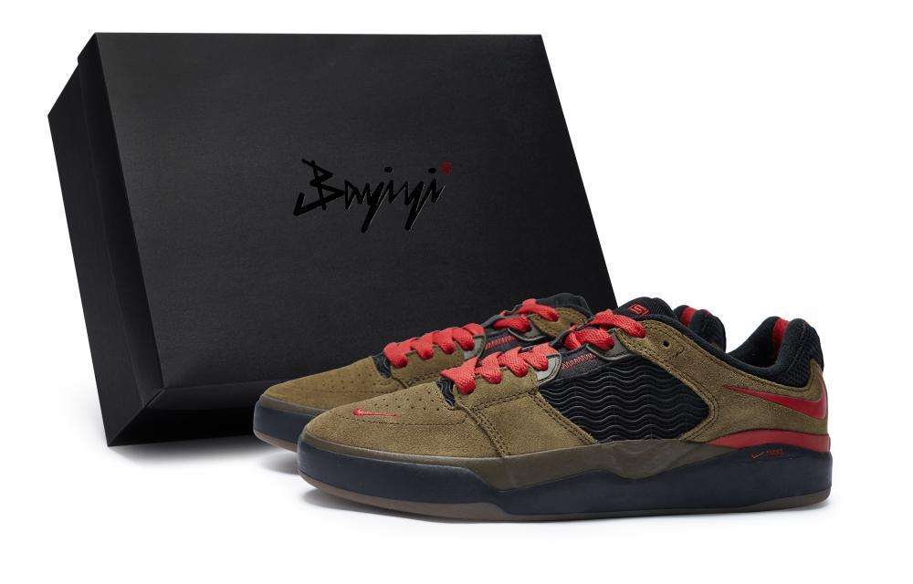 Nike SB Ishod 811 Manufacturing Shadow Rose Special Shoe Box Low-Top Skateboard Shoes Unisex Olive Red
