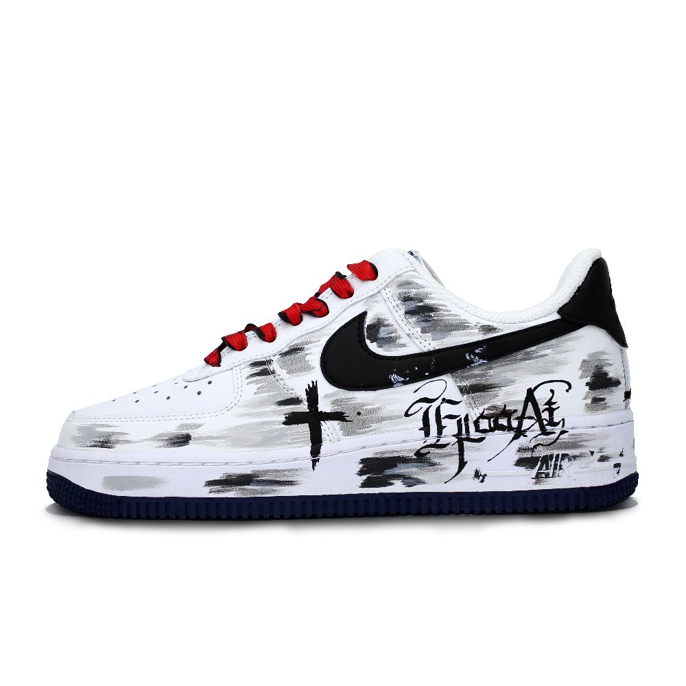 Nike Air Force 1 Anti-Slip And Wear-Resistant Lightweight Low-Top Skateboard Shoes Men's Black White Blue