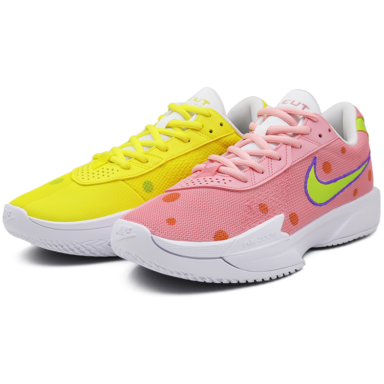 Nike Air Zoom G.T. Cut Academy Cushioning, Wear Resistant Low Top Basketball Shoes Unisex Pink Yellow