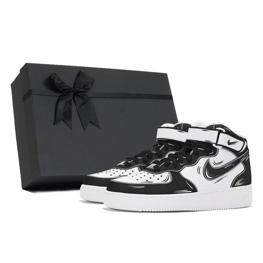Nike Air Force 1 Coverage Anti-Slip And Wear-Resistant Mid-Top Skateboard Shoes Men's White Black