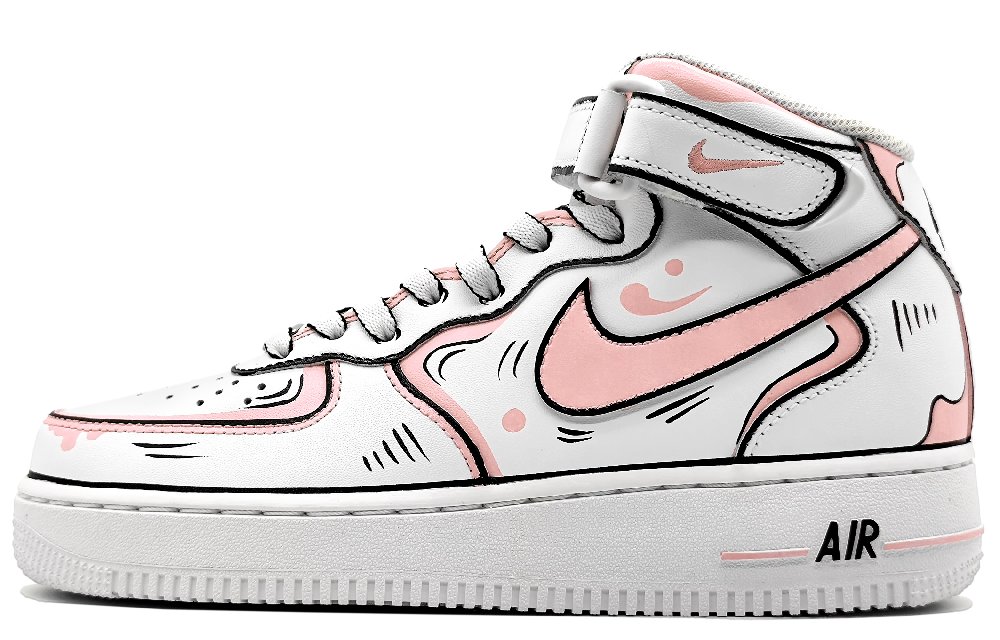Nike Air Force 1 Mid-Top Skateboard Shoes Men's Pink Gray