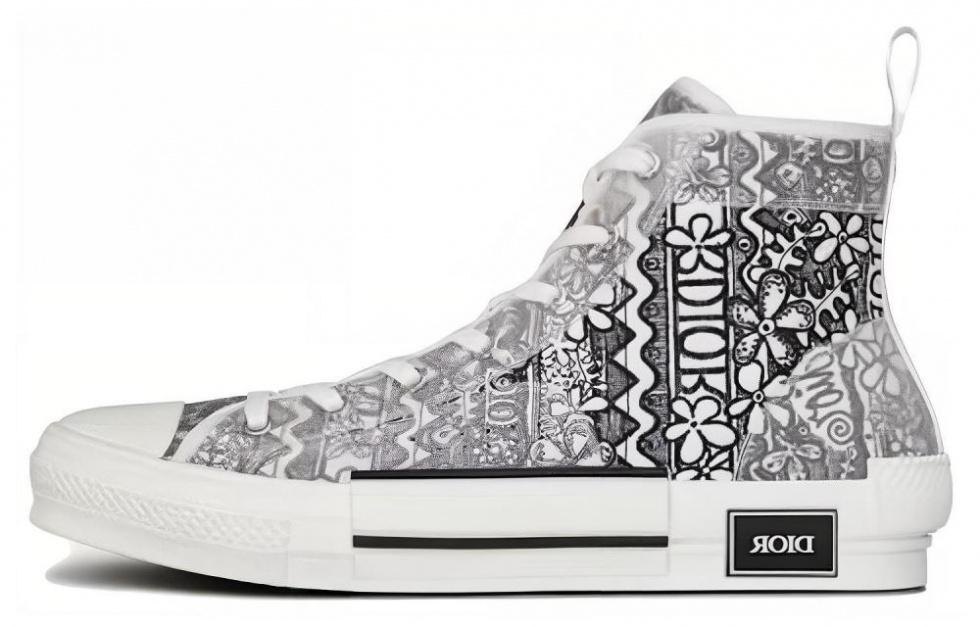 DIOR And Shawn B23 High Top Black White Embroidery