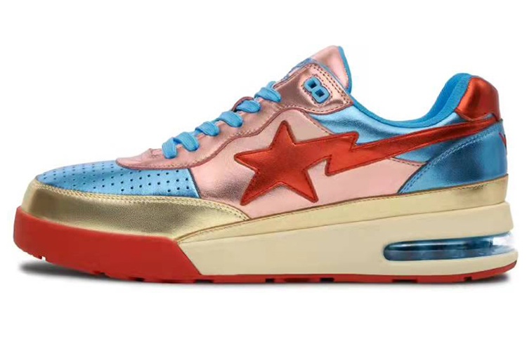 A BATHING APE ROAD Sta 'Classic Reborn' Low-Top Stylish Skateboarding Shoes Women's Pink Blue Gold
