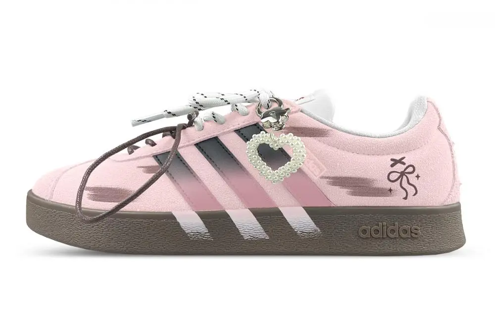 Adidas VL COURT 2.0 Cushioning, Wear Resistant Low top Skateboard Shoes Unisex Pink Brown