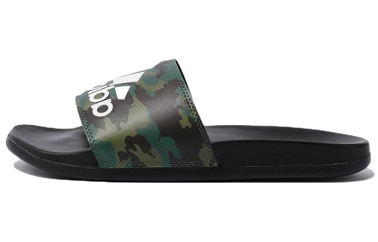 Adidas Adilette Comfort Slides Camo Core Black Cloud White