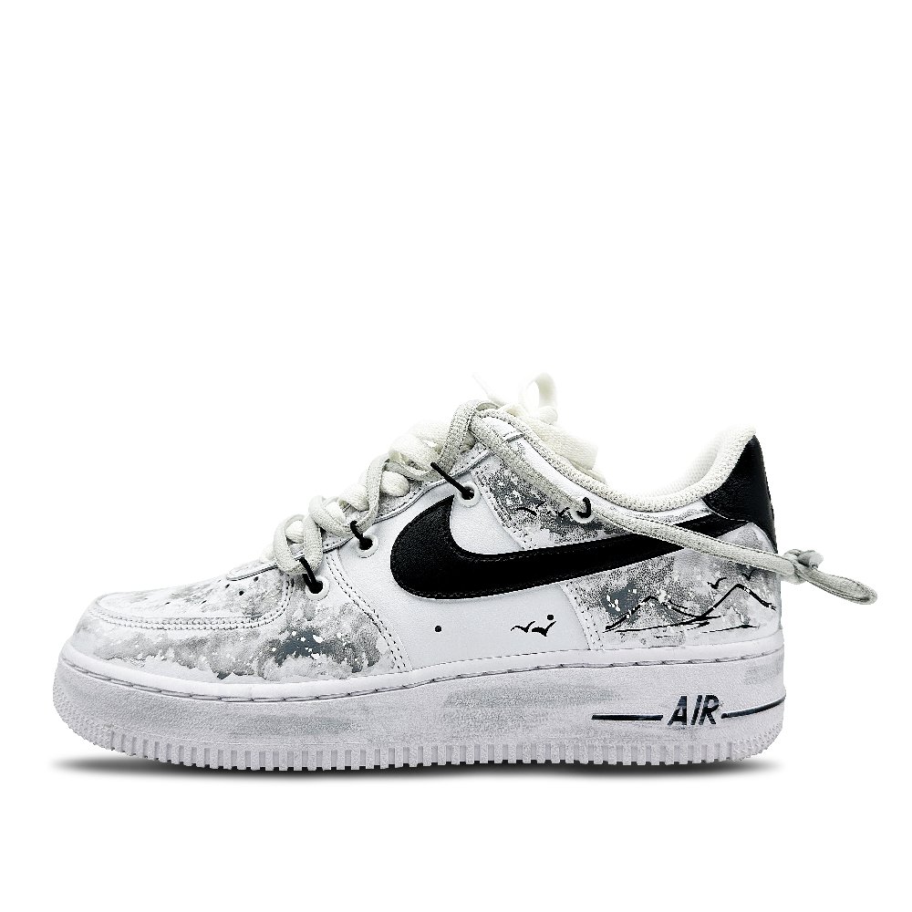 Nike Air Force Low-Top Skateboard Shoes Men's Black White Gray