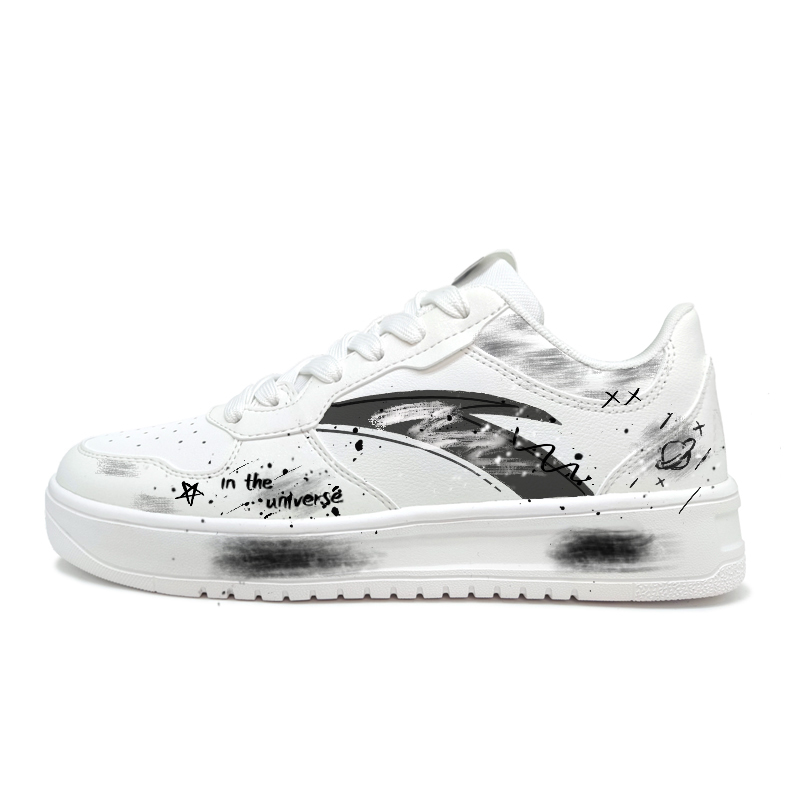 Anta Relaxed Wear resistant And Lightweight Low Top Skateboard Shoes Unisex Black White