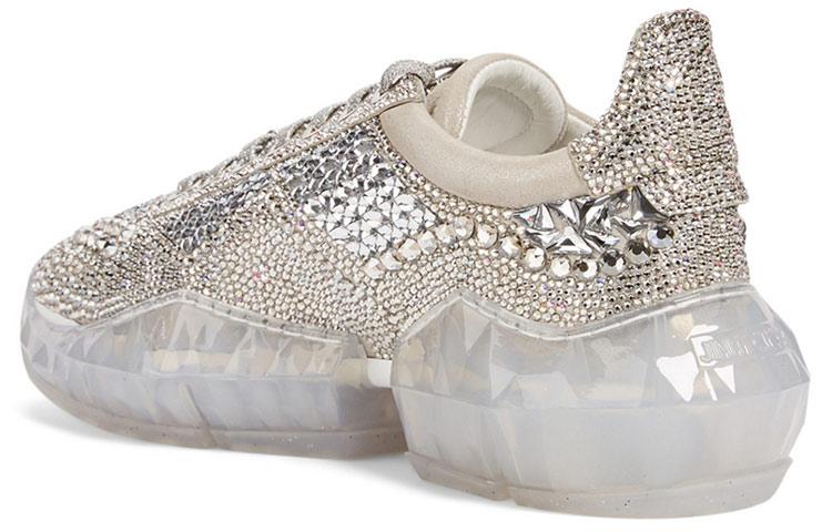 Jimmy Choo Diamond F Low Top Sports Casual Shoes Women's Silver