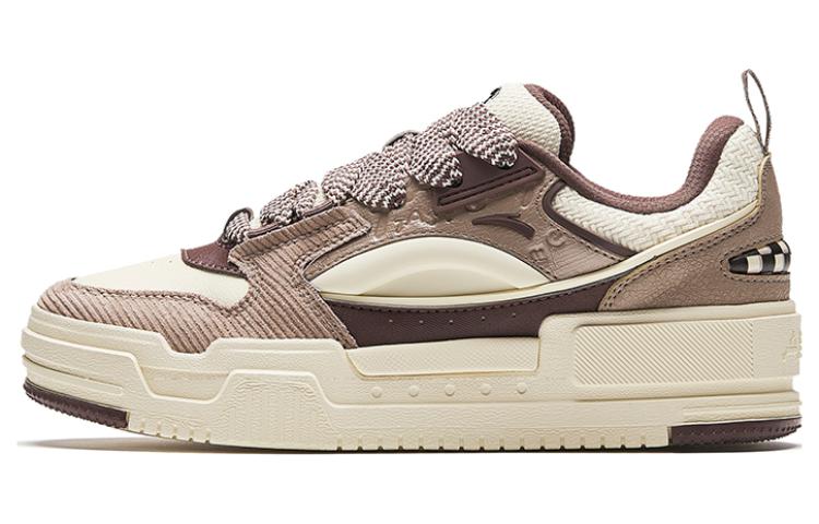 Anta Micro Sugar Puffy Shoes Cushioning Wear-Resistant Low-Top Skateboard Shoes Women's Beige Brown