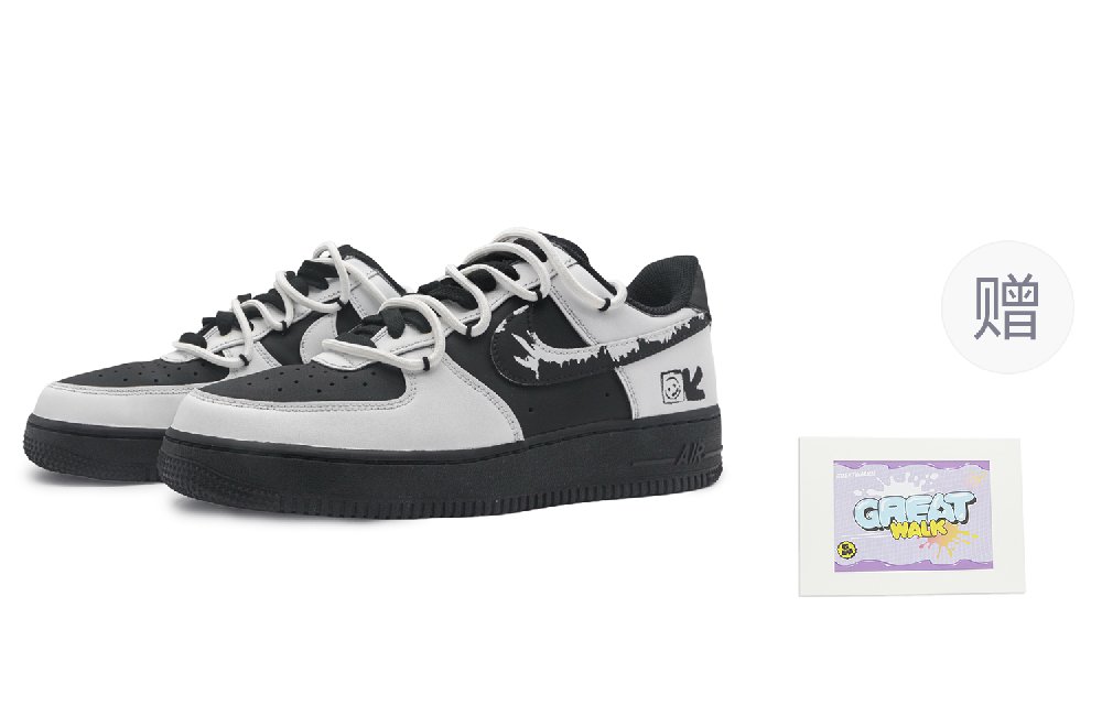 Nike Air Force 1 Abrasion Resistant Low Top Skateboard Shoes Women's Black Gray