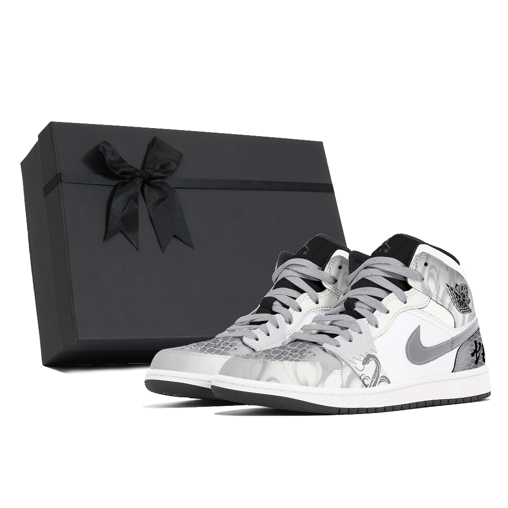 Jordan Air Jordan 1 Abrasion Resistant Mid Top Vintage Basketball Shoes Men's Light Gray