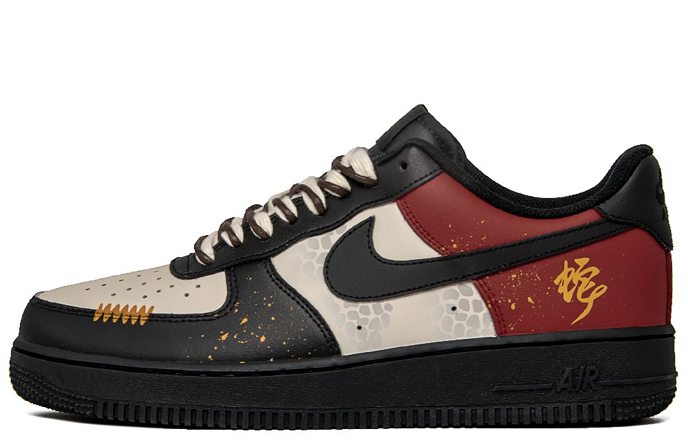 Nike Air Force 1 Snake And Rabbit Blessing Land Anti Slip Wear Resistant Low Top Skateboard Shoes Men's Black
