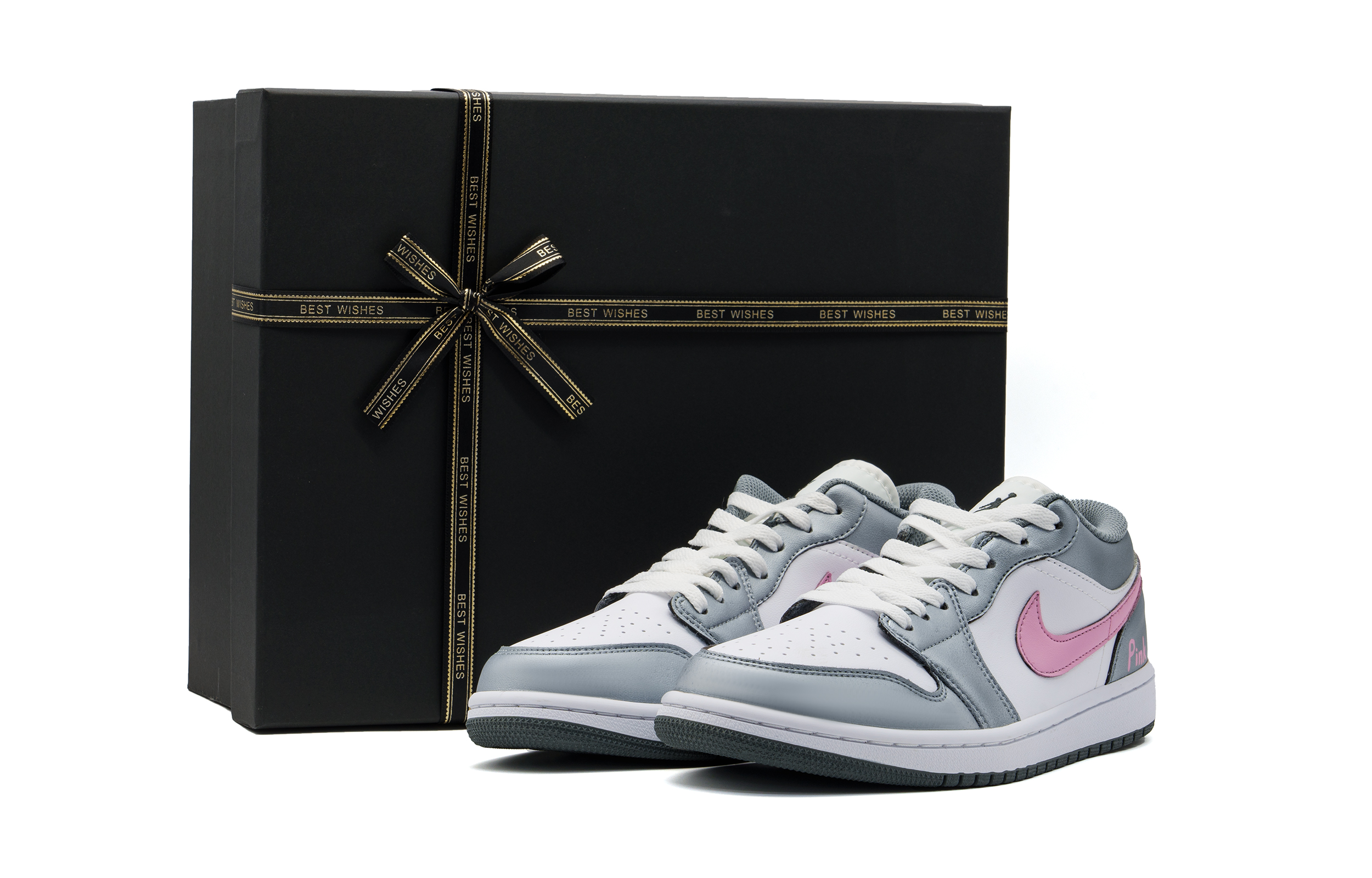 Jordan Air Jordan 1 Abrasion Resistant Low top Vintage Basketball Shoes Unisex Silver Pink
