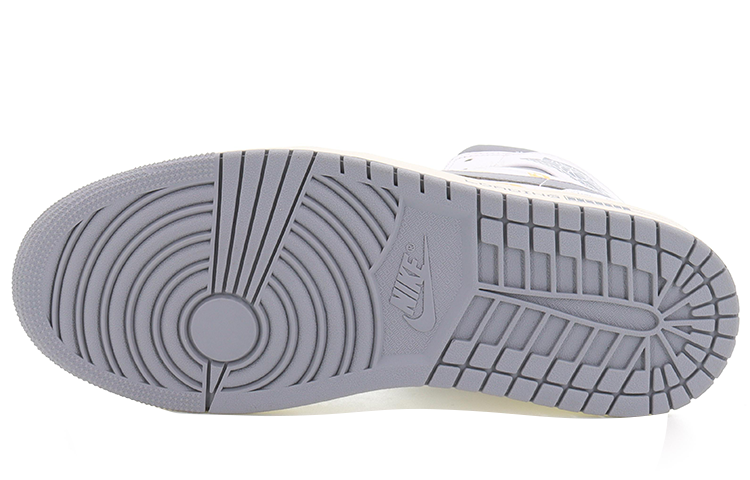 Jordan Air Jordan 1 Mid Abrasion-Resistant High-Top Vintage Basketball Shoes Men's White Gray купить в интернет-магазине Yoocart с быстрой доставкой по России.