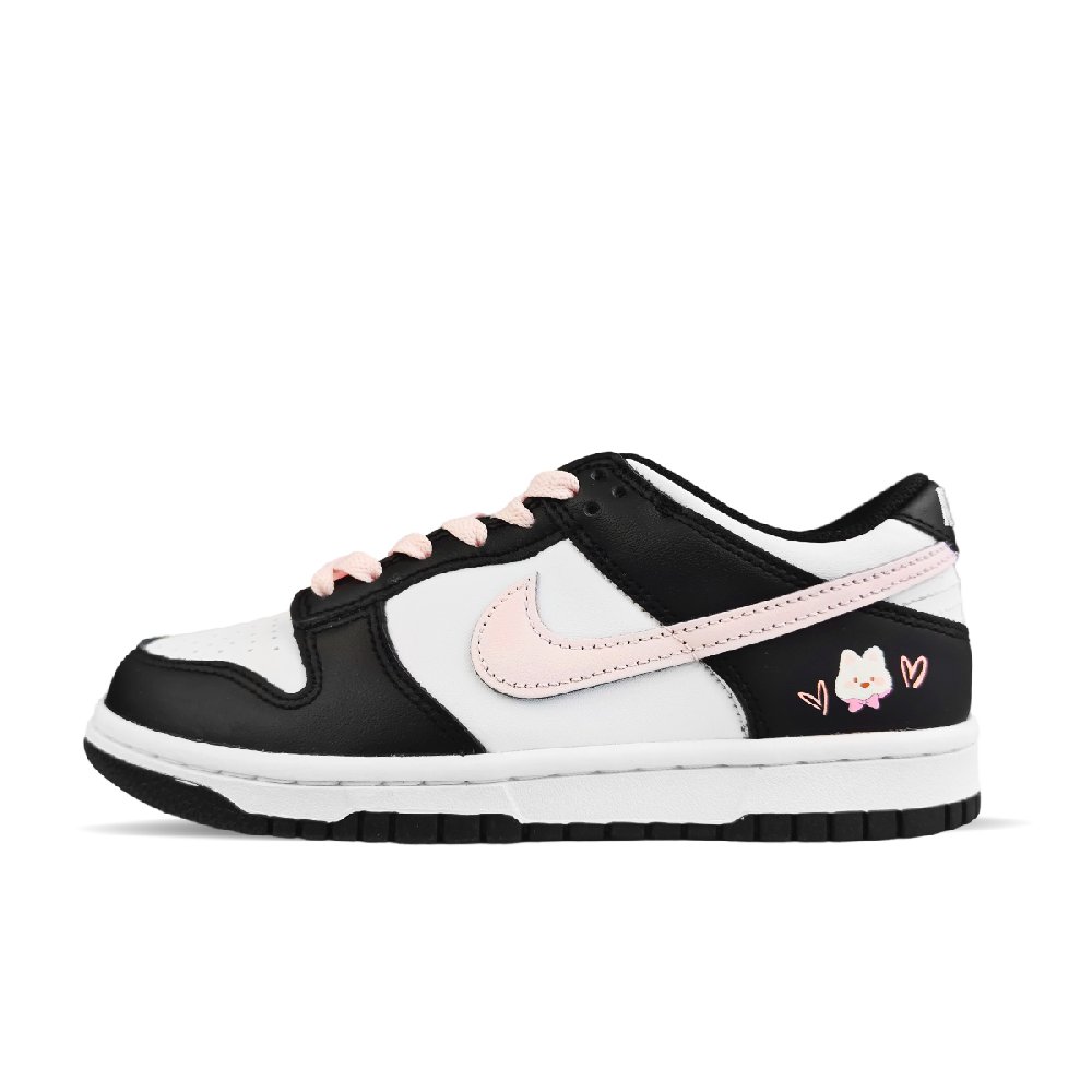 Nike Dunk Abrasion Resistant Low Top Skateboard Shoes Unisex Pink White Black