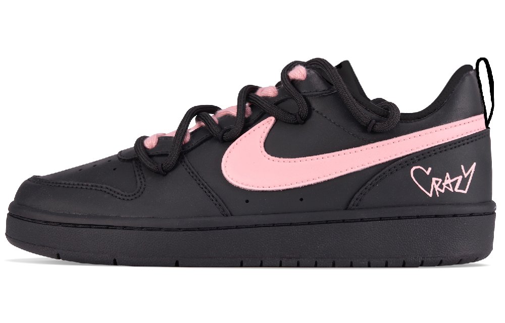 Nike Court Borough Rebel Girlish Slip-Resistant Low-Top Skateboard Shoes GS Black Pink