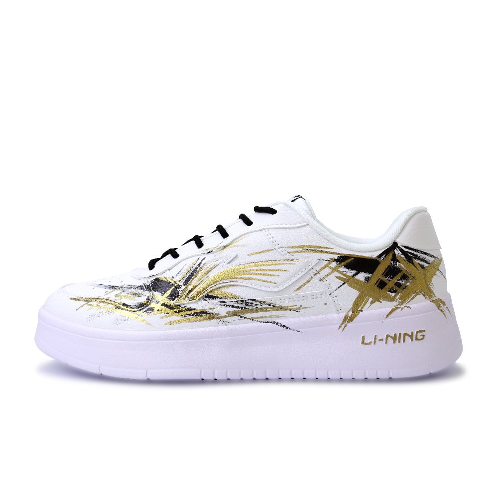 LiNing Pontoon Boats Coverage Abrasion Resistant, Breathable Low Top Skateboard Shoes Unisex White Black Gold