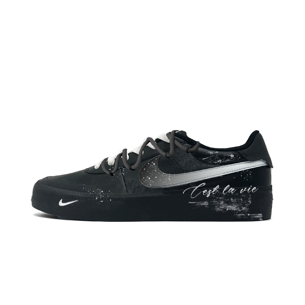 Nike Court Shot Meteor Breathable Low Top Skateboard Shoes Men's Black