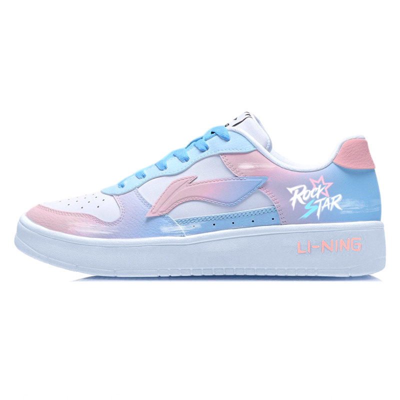 LiNing Pontoon Boats Cushioned Wear-Resistant Height Increasing Low-Top Skateboard Shoes Unisex Blue Pink