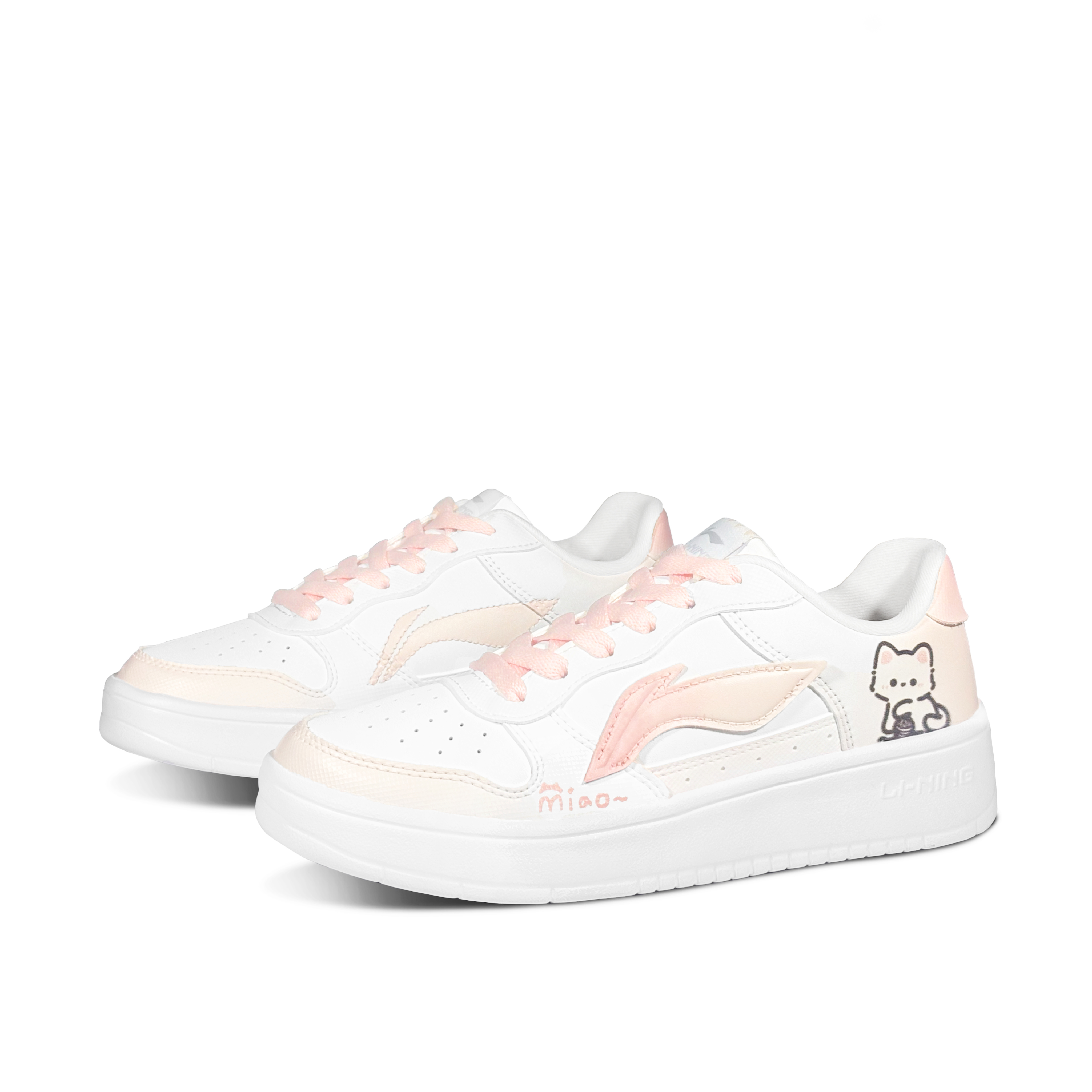 LiNing Pontoon Boats Anti Slip And Wear Resistant Height Increasing Low top Skateboard Shoes Women's Pink White купить в интернет-магазине Yoocart с быстрой доставкой по России.
