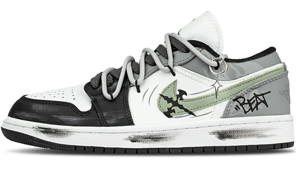 Jordan Air Jordan 1 Abrasion Resistant Low Top Vintage Basketball Shoes Unisex Green