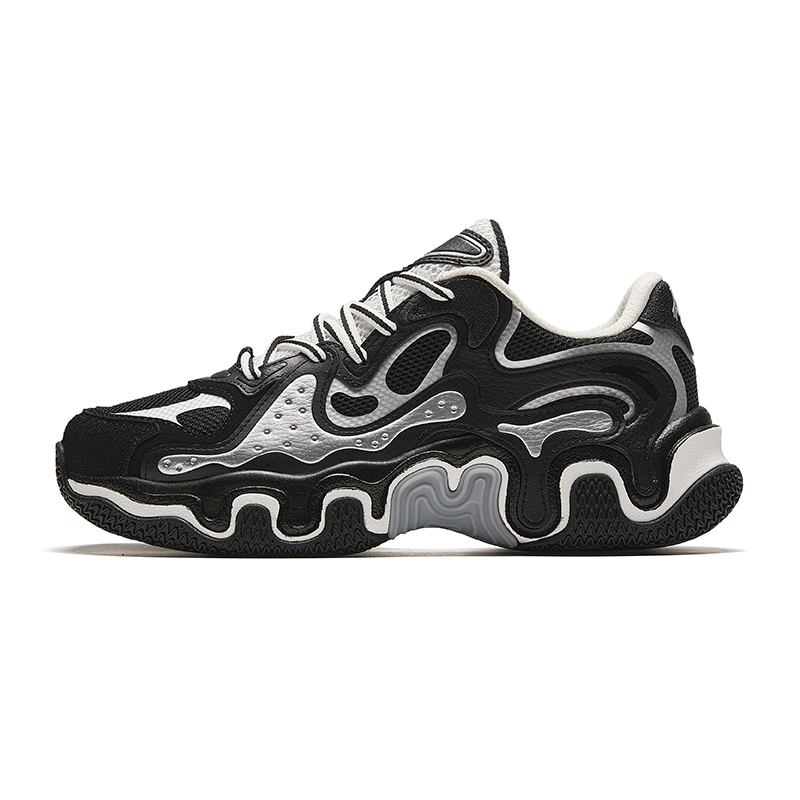 Anta Anti-Slip Wear-Resistant Low-Top Chunky Sneakers Women's Black Silver