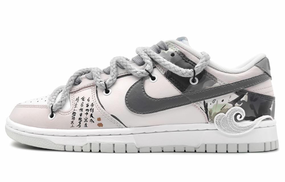 Nike Dunk Low-Top Skateboard Shoes Men's Gray Pink