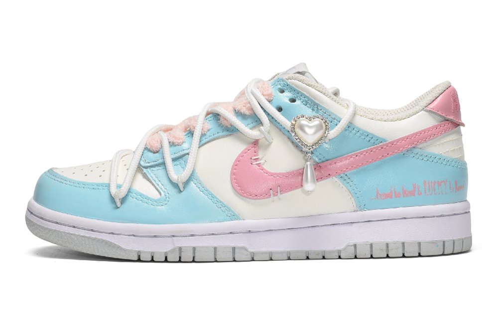 Nike Dunk Low CUS ID Summer Cherry Blossom Low-Top Skateboard Shoes Women's Pink Blue