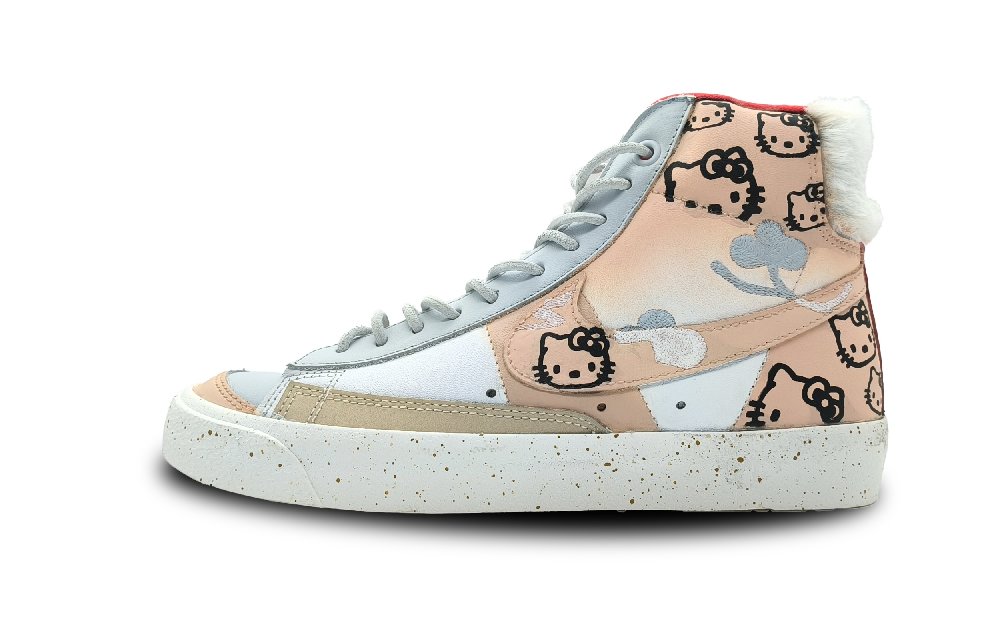 Nike SB Zoom Blazer Cushioned Wear-Resistant Lightweight Mid-Top Skateboard Shoes Women's White Pink