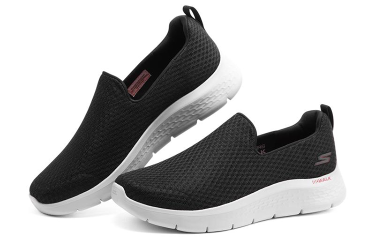 Skechers Go Walk Fle Low Top Casual Shoes Men's Black Red